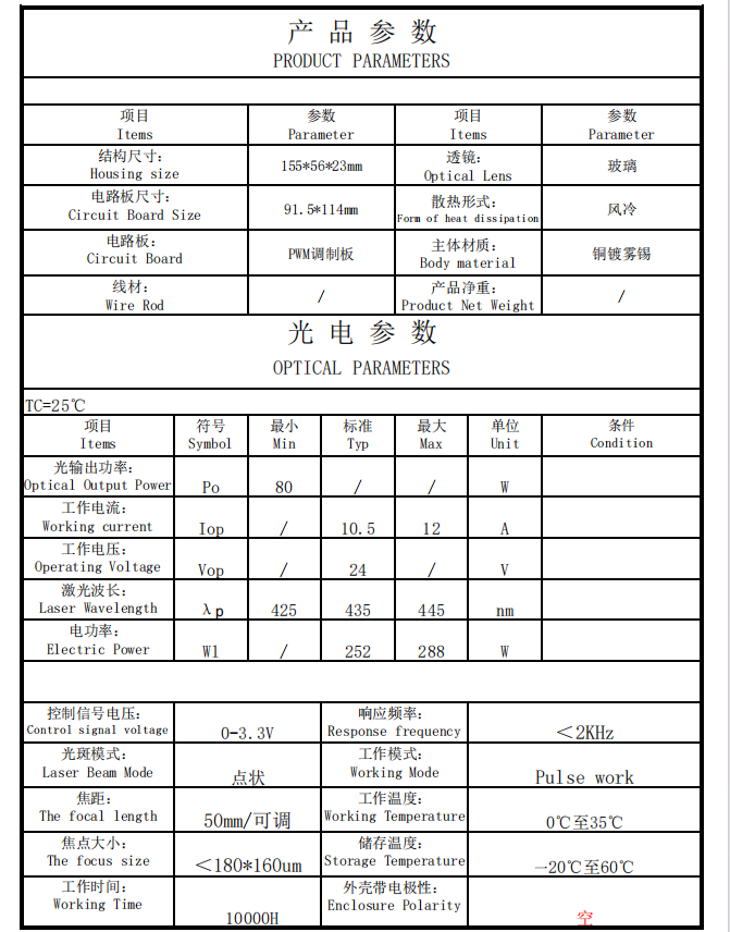 435 нм 80w -лазерный модуль 
