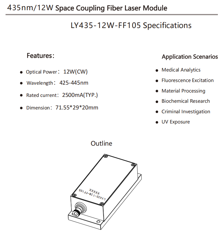 435 нм 12W лазерный модуль 