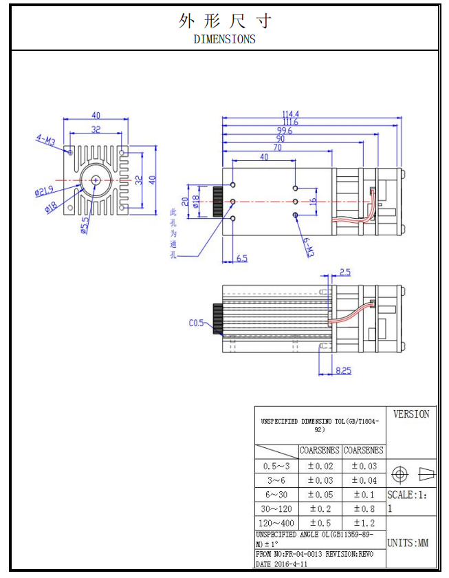 500 МВт зеленый лазерный модуль